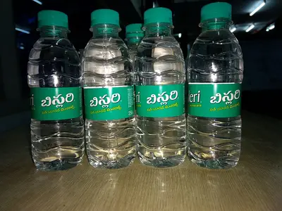 Bisleri PET water bottles with Telugu labels.jpg