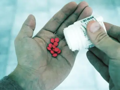 Hands holding a strip of tablets