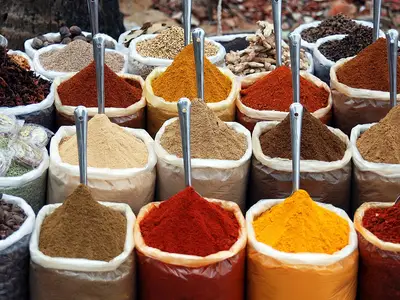 Indian spices for sale at the Anjuna flea-market, Anjuna Beach, Goa.jpg